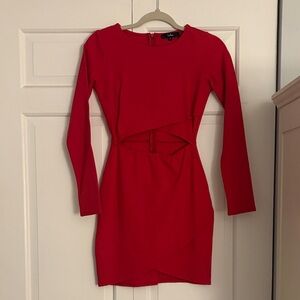Lulu's Vibrant Red Long Sleeve Dress